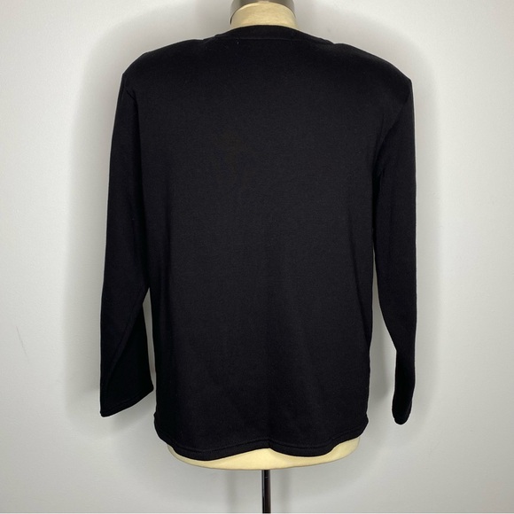 Karen Scott Cotton Rich Vintage Black Christmas Cardigan Sweater - Picture 4 of 13